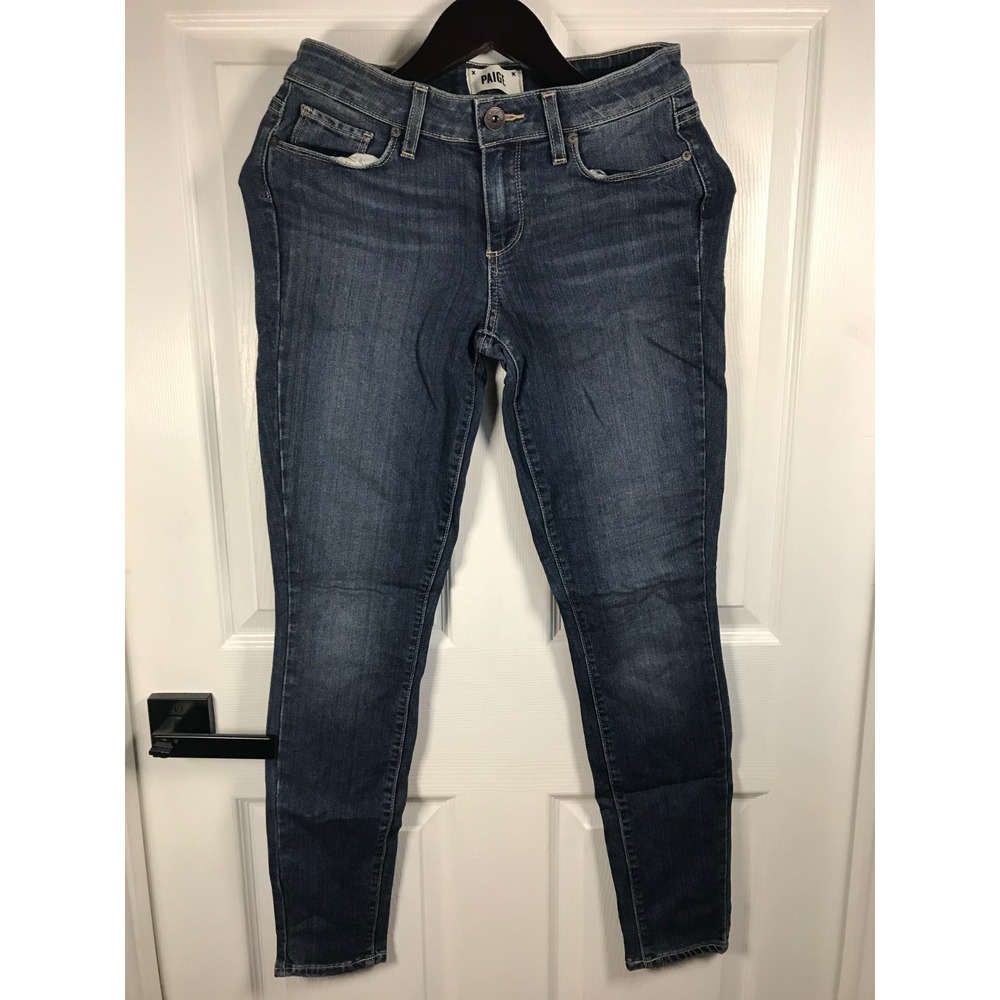 Paige Verdugo Ankle Jeans Womens 27 Dark Blue Skinny Denim Stretch W27